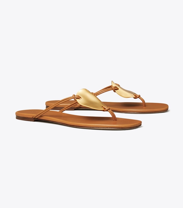 Tory Burch designer sandals Patos Flat Sandal in CARAMEL CORN angle