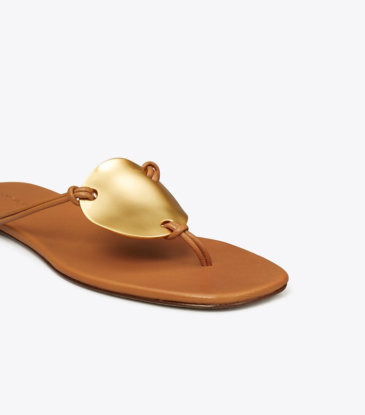 Tory Burch designer sandals Patos Flat Sandal in CARAMEL CORN detail