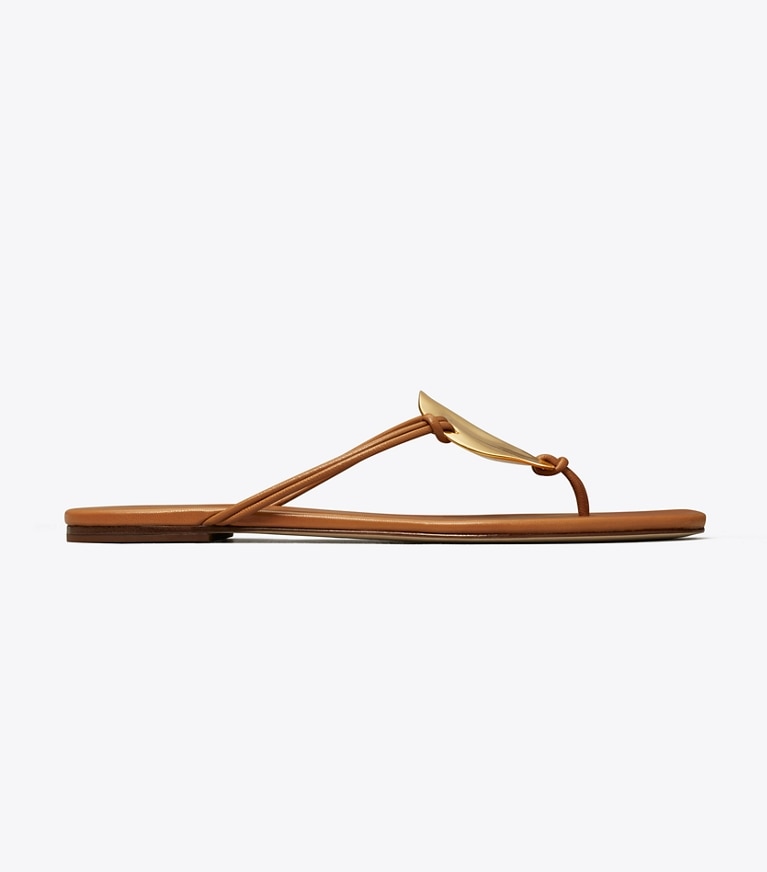 Tory Burch designer sandals Patos Flat Sandal in CARAMEL CORN angle