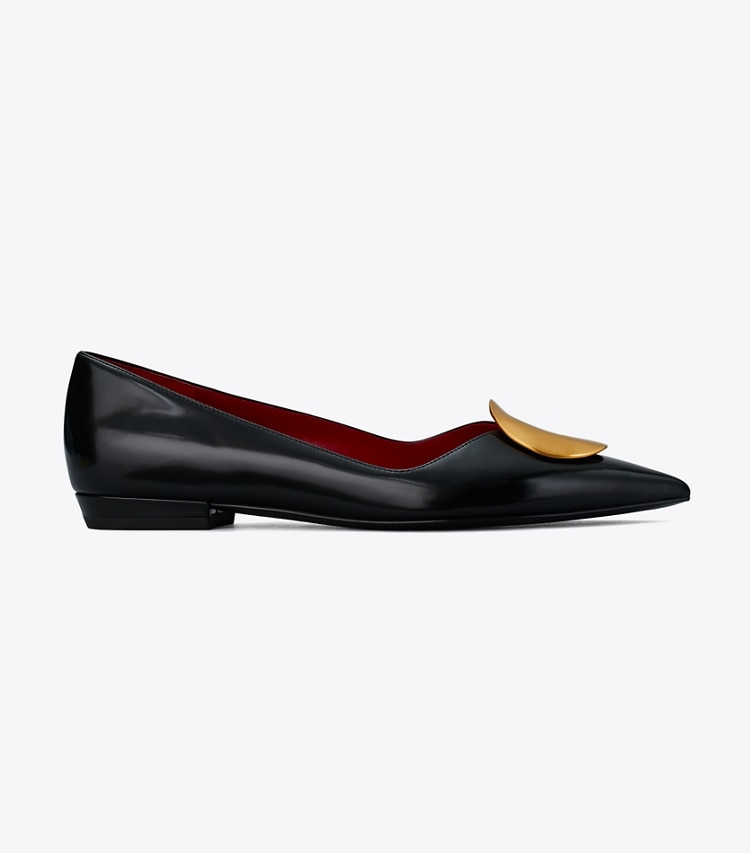 Tory Burch designer flats Patos Flat in PERFECT BLACK / ANCIENT GOLD side