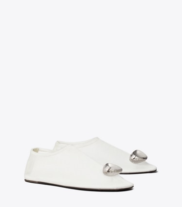 Tory Burch designer flats Patos Mesh Flat in CLEAR / SILVER angle