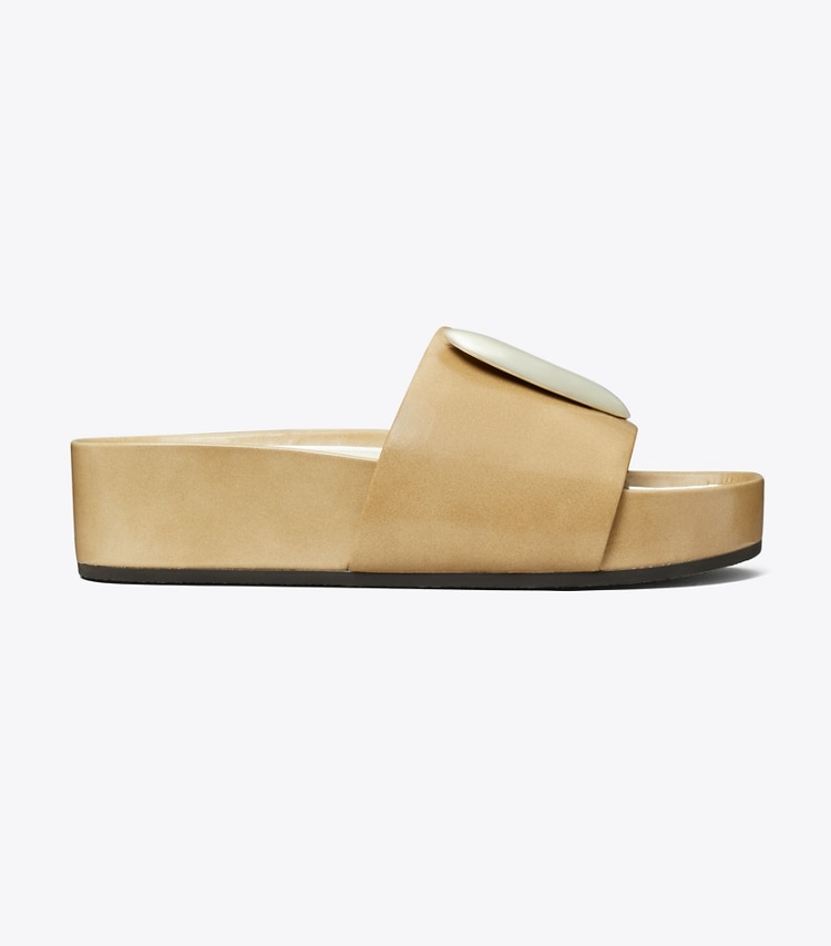 Tory Burch designer sandals Patos Platform Slide in CHATEAU GRAY / SILVER side