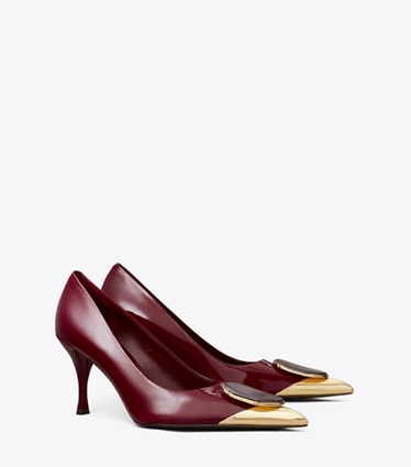 Tory Burch designer heels Patos Pump in DARK RASPBERRY angle