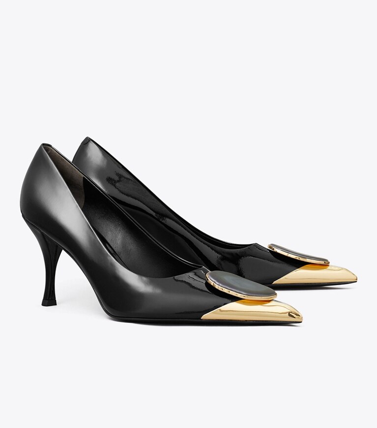 Tory Burch designer heels Patos Pumps in PERFECT BLACK angle