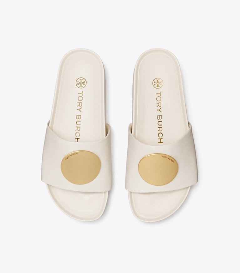 Tory Burch designer sandals Patos Slide in New Ivory / New Ivory overhead