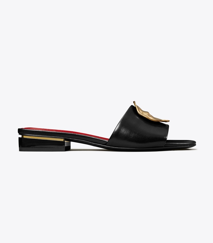 Tory Burch designer sandals Patos Slide in PERFECT BLACK / TORY RED / TORY RED side