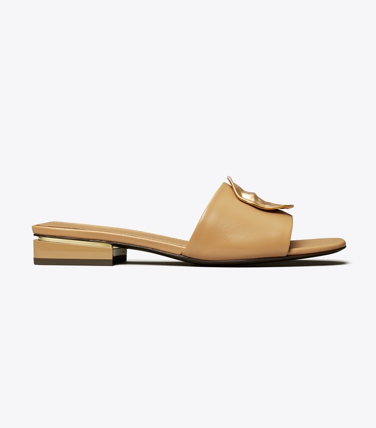Tory Burch designer sandals Patos Slide in GINGER SHORTBREAD / GOLD / GOLD side