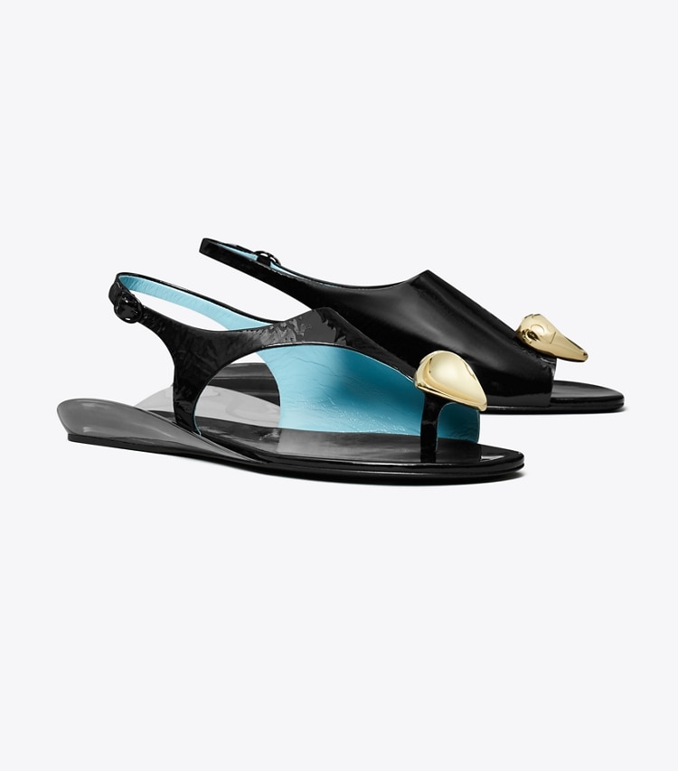 Tory Burch designer sandals Patos Slingback Sandal in NERO angle