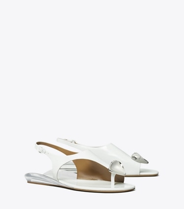 Tory Burch designer sandals Patos Slingback Sandal in BIANCO angle