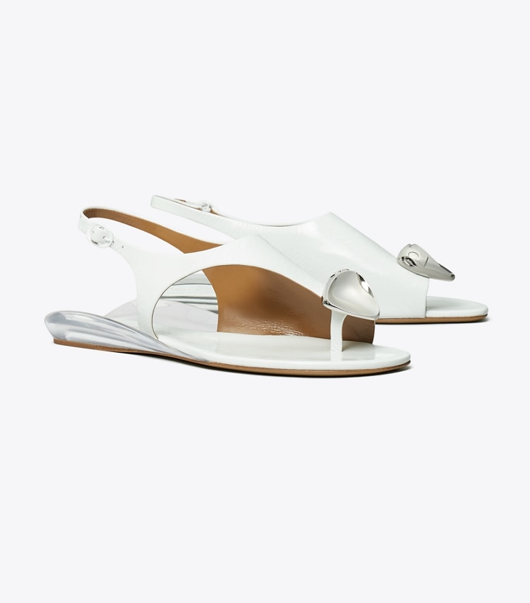 Tory Burch designer sandals Patos Slingback Sandal in BIANCO angle