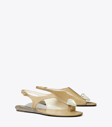 Tory Burch designer サンダル パトス スリングバックサンダル in CHATEAU GRAY / SILVER angle