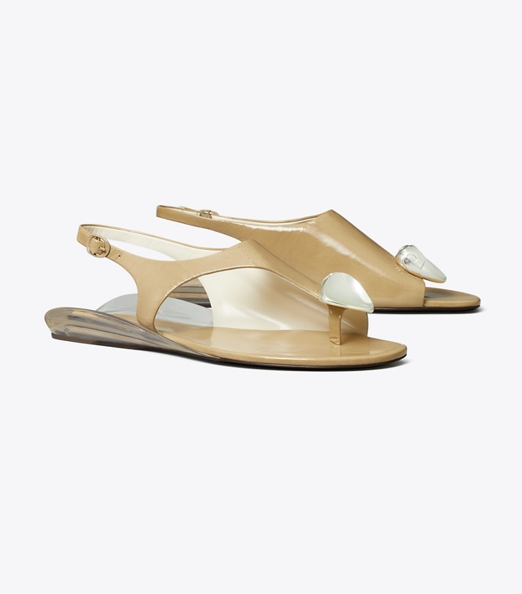 Tory Burch designer sandals Patos Slingback Sandal in CHATEAU GRAY / SILVER angle