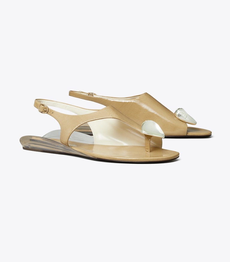 Tory Burch designer sandals Patos Slingback Sandal in CHATEAU GRAY / SILVER angle