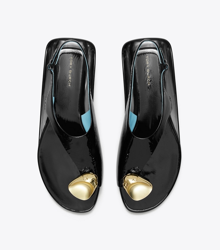 Tory Burch designer sandals Patos Slingback Sandal in NERO angle