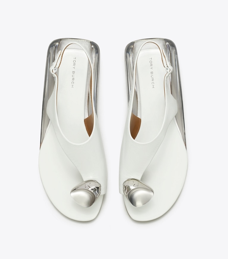 Tory Burch designer sandals Patos Slingback Sandal in BIANCO angle
