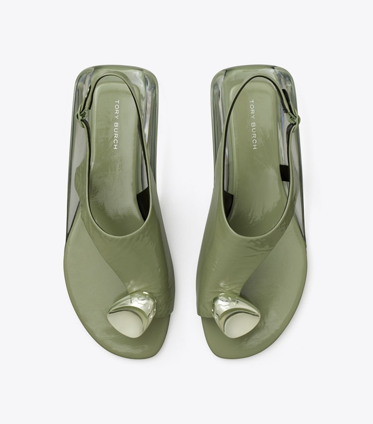 Tory Burch designer sandals Patos Slingback Sandal in LIGHT JADE / SILVER overhead