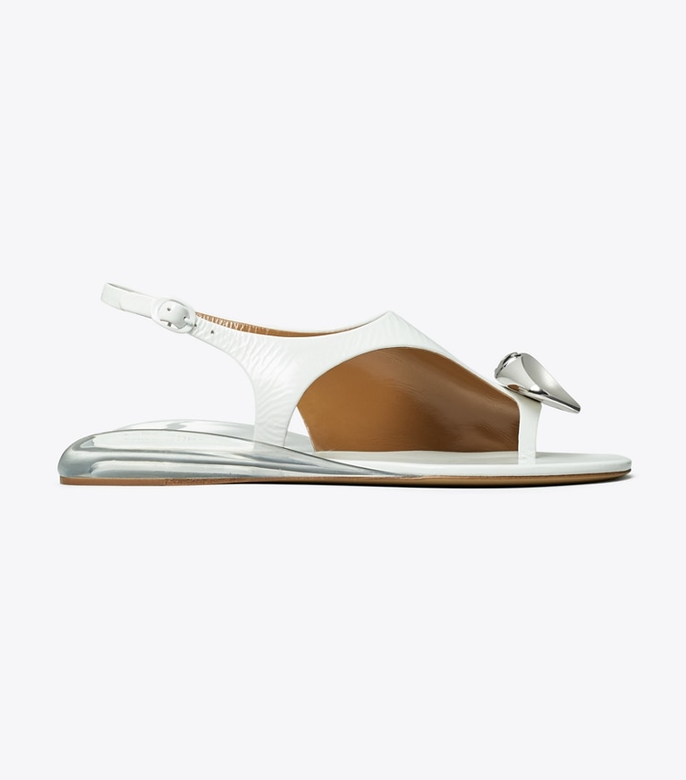 Tory Burch designer sandals Patos Slingback Sandal in BIANCO angle