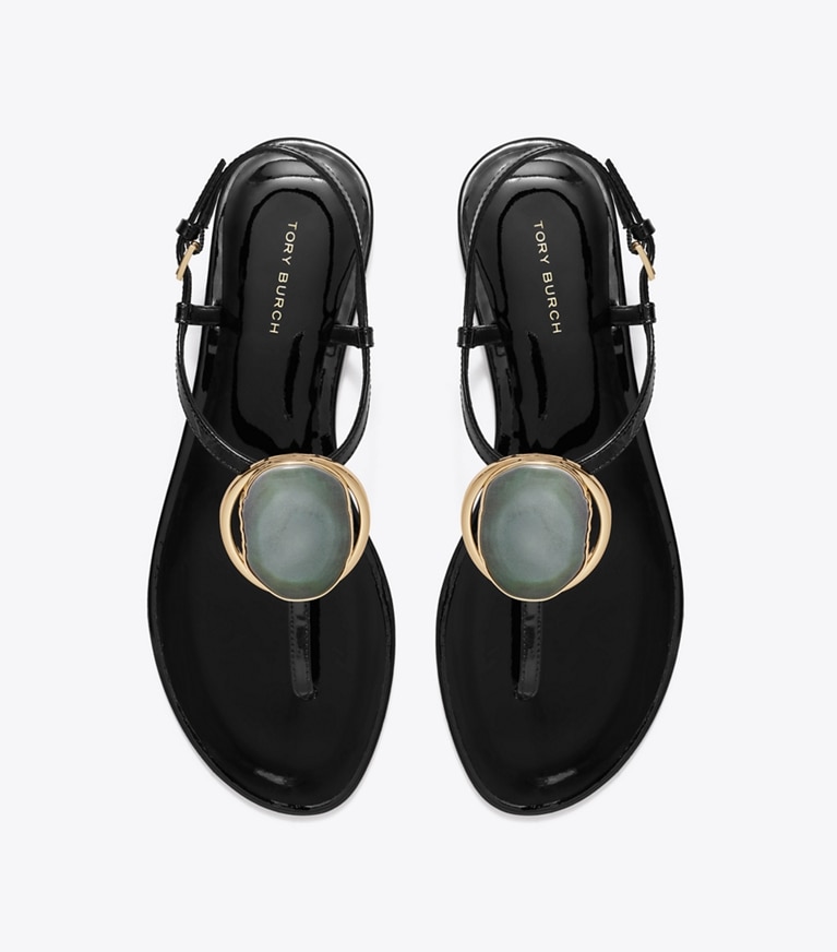 Tory Burch designer sandals Patos T-Strap Sandal in PERFECT BLACK overhead