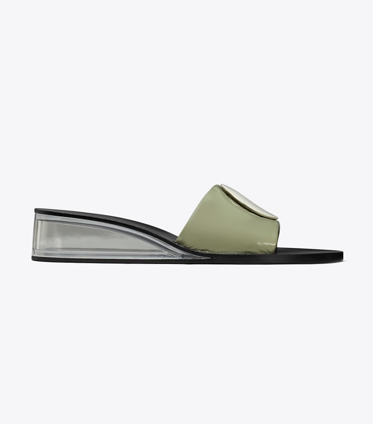 Tory Burch designer サンダル パトス ウェッジスライド in LIGHT JADE / SILVER side