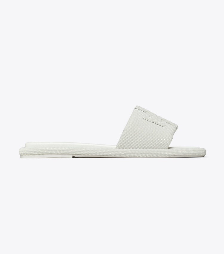 Tory Burch designer sandals Pavé Double T Sport Slide in OPTIC WHITE / WHITE side