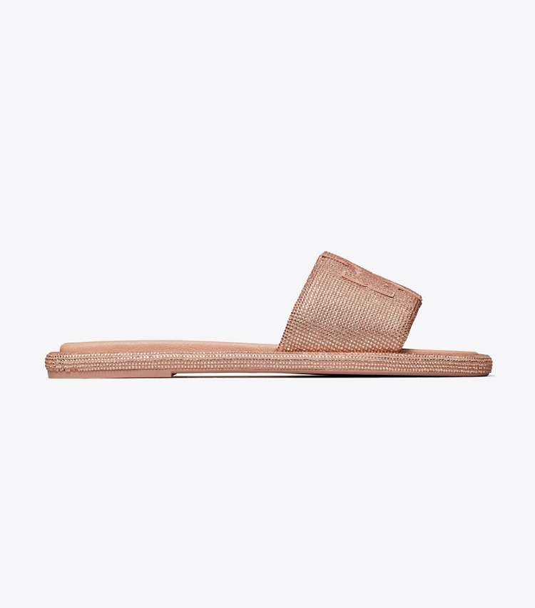 Tory Burch designer sandals Pavé Double T Sport Slide in MALVA / LIGHT PEACH side