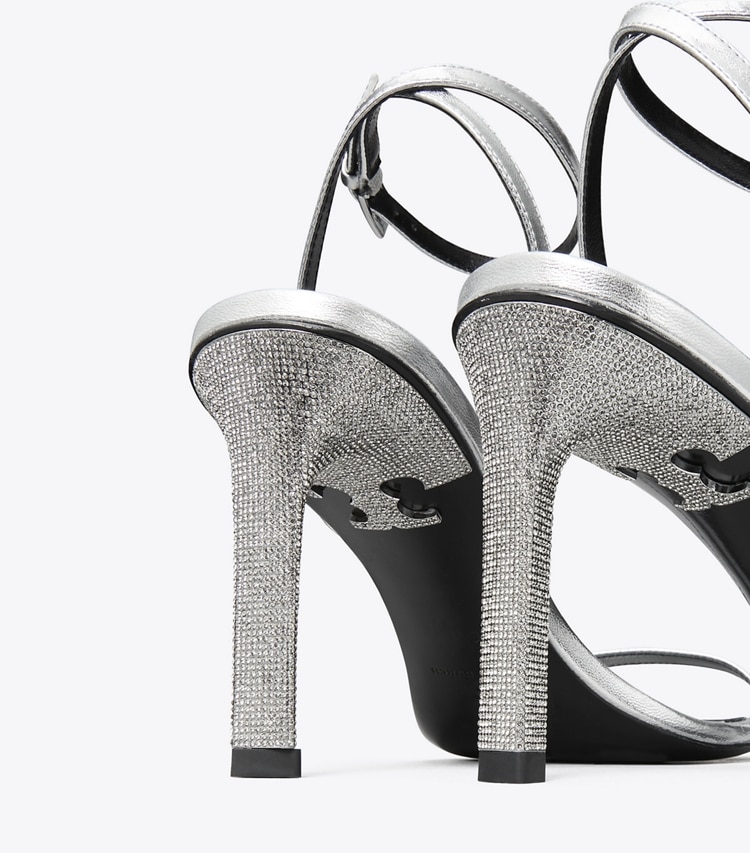 Tory Burch designer sandals Pavé Heeled Sandal in SILVER detail