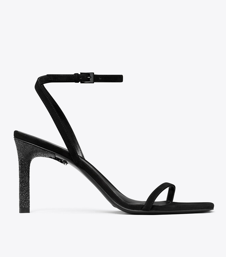 Tory Burch designer sandals Pavé Heeled Sandal in PERFECT BLACK side