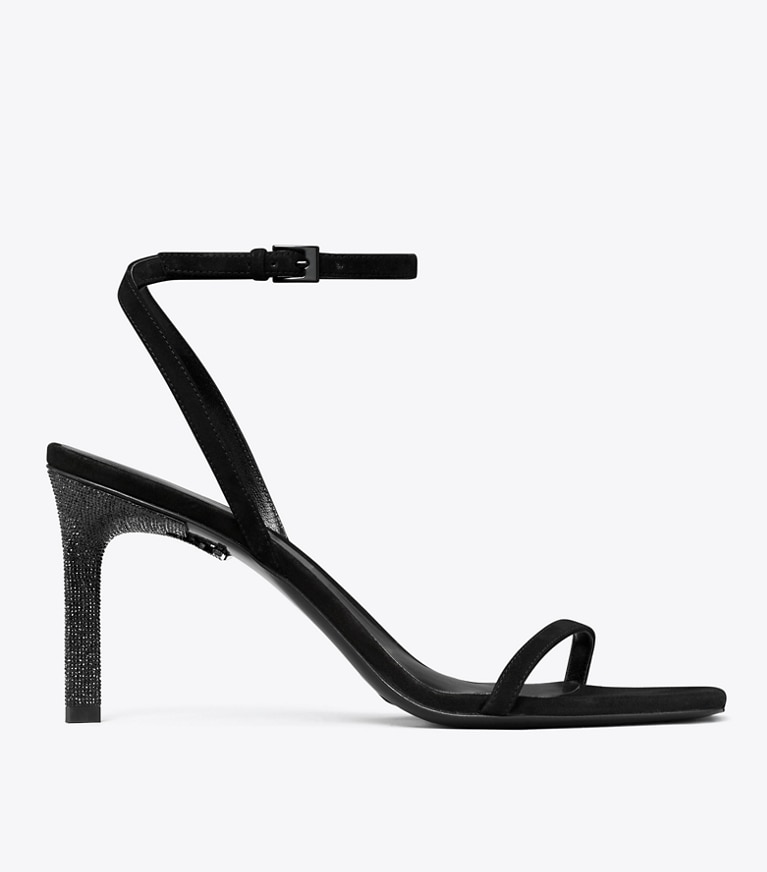 Tory Burch designer sandals Pavé Heeled Sandal in PERFECT BLACK angle