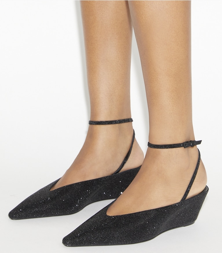 Tory Burch designer scarpe con tacco Pavé Wedge in PERFECT BLACK / PERFECT BLACK angle