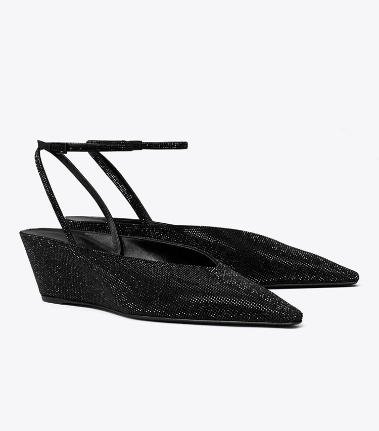Tory Burch designer scarpe con tacco Pavé Wedge in PERFECT BLACK / PERFECT BLACK angle