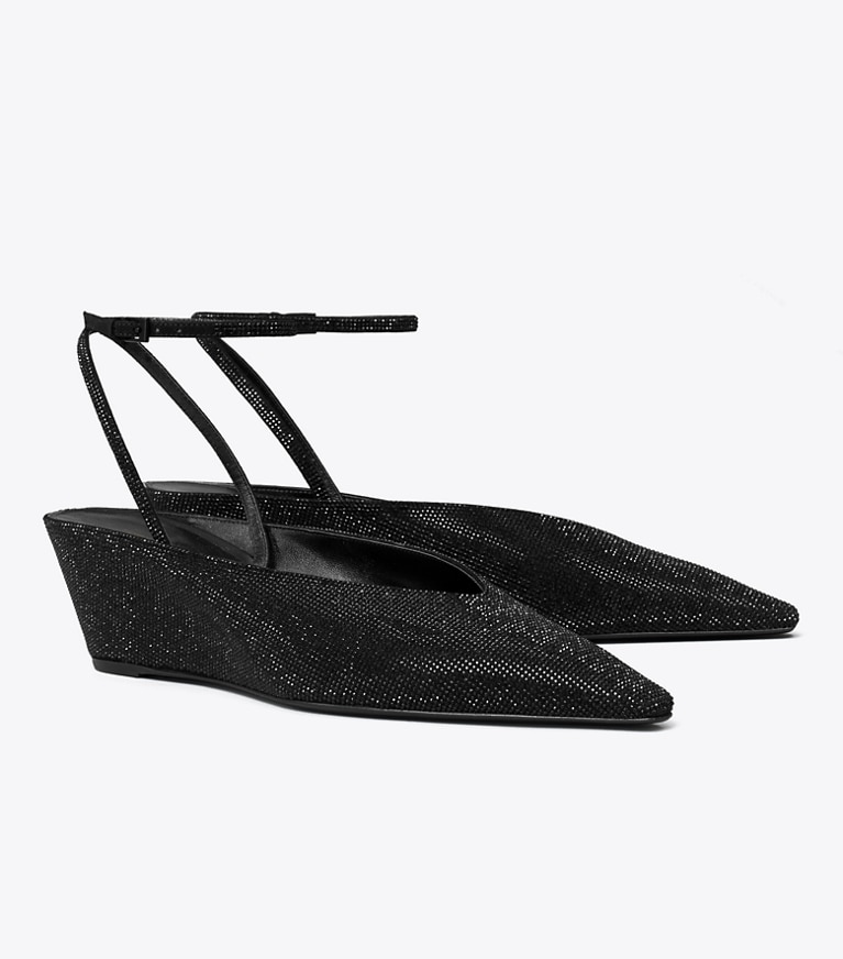 Tory Burch designer scarpe con tacco Pavé Wedge in PERFECT BLACK / PERFECT BLACK angle