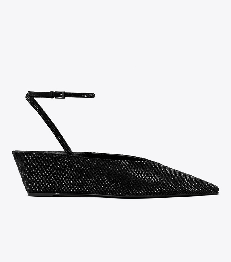 Tory Burch designer scarpe con tacco Pavé Wedge in PERFECT BLACK / PERFECT BLACK side