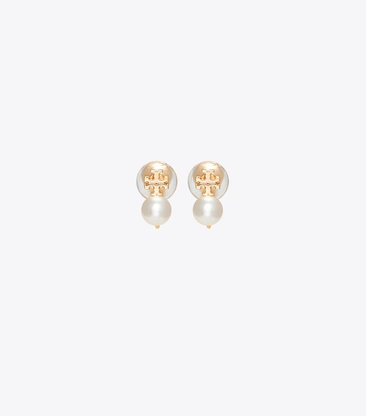 Tory Burch designer イヤリング＆ピアス パール クリップオンイヤリング in Tory Gold / Pearl front