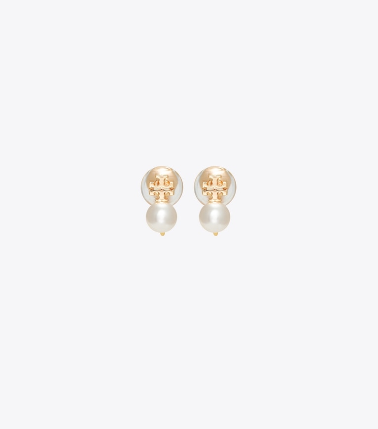 Tory Burch designer イヤリング＆ピアス パール クリップオンイヤリング in Tory Gold / Pearl front