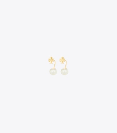 Tory Burch designer イヤリング＆ピアス パール フロントバック ピアス in Tory Gold / Pearl front