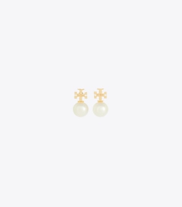 Tory Burch designer イヤリング＆ピアス パール スタッズピアス in Tory Gold / Pearl front