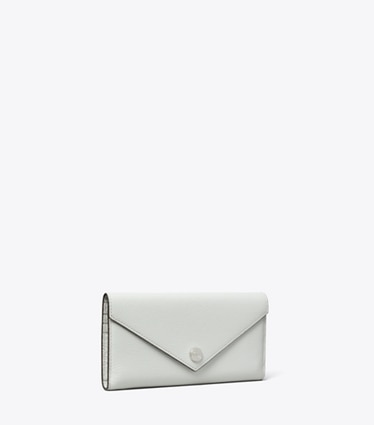 Tory Burch designer wallets Pebble Envelope Long Wallet in Light Titanium angle