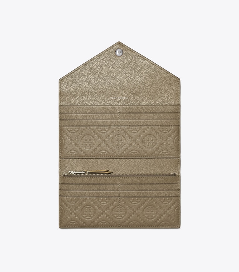 Tory Burch designer wallets Pebble Envelope Long Wallet in Wild Mushroom angle