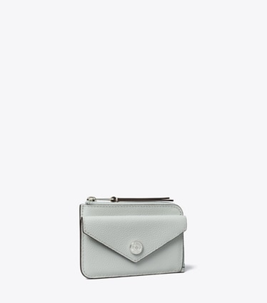 Tory Burch designer カードケース ペブル エンベロープ ジップカードケース in Light Titanium angle
