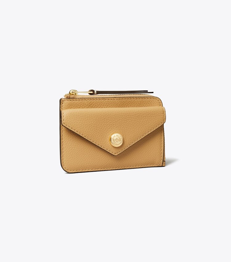 Tory Burch designer card cases Pebble Envelope Zip Card Case in Biscotti angle