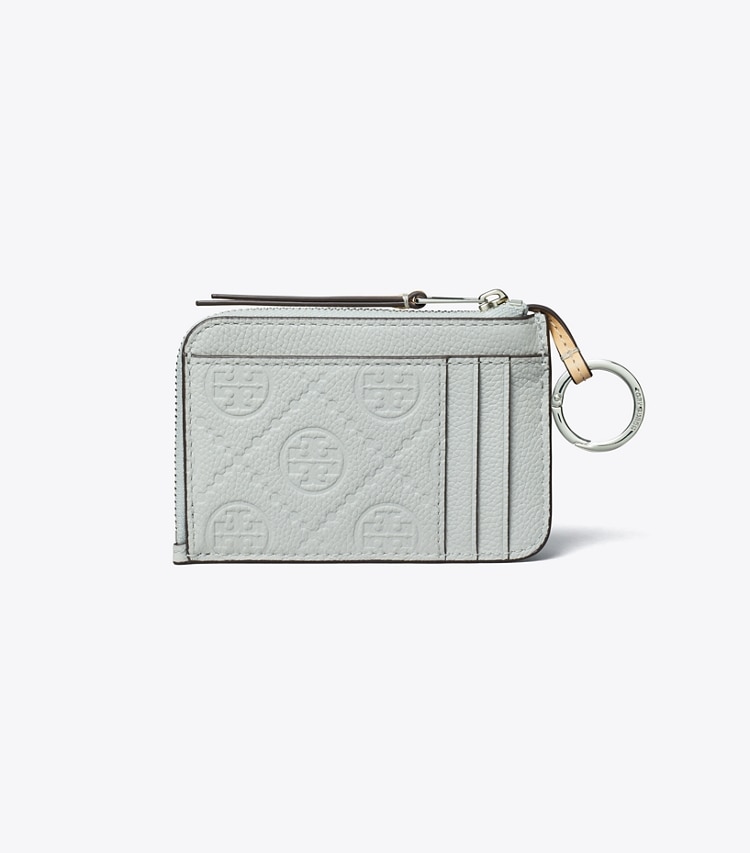 Tory Burch designer card cases Pebble Envelope Zip Card Case in Light Titanium back
