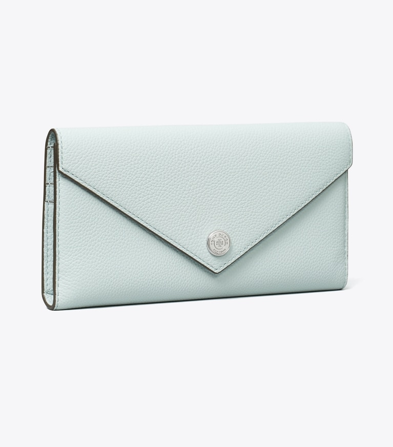 Tory Burch designer wallets Pebbled Envelope Wallet in Sea angle