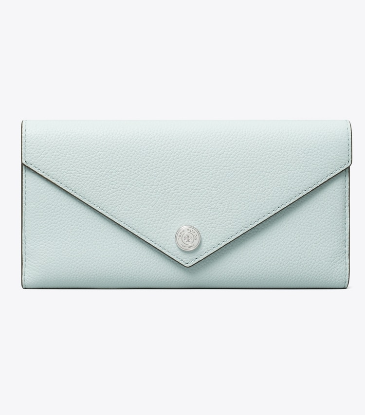 Tory Burch designer wallets Pebbled Envelope Wallet in Sea front