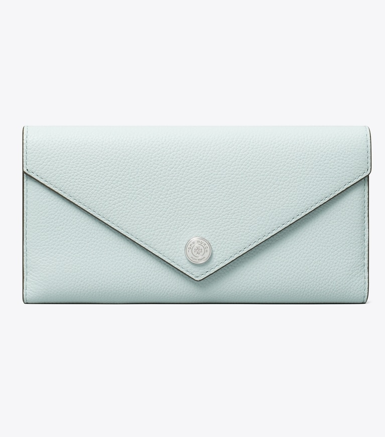 Tory Burch designer wallets Pebbled Envelope Wallet in Sea angle