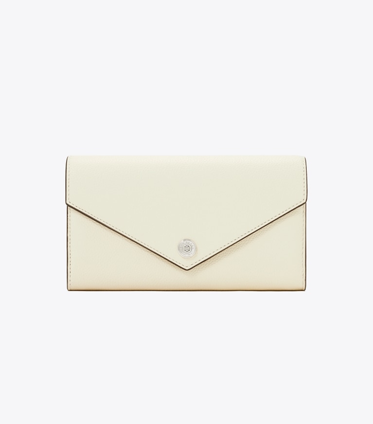 Tory Burch designer 財布 ペブルド エンベロープ ワイドウォレット in Warm White Multi angle