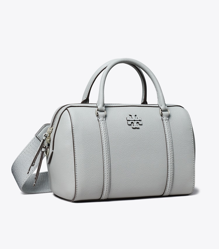 Tory Burch designer satchels Pebbled Leather Satchel in Misty Cloud angle