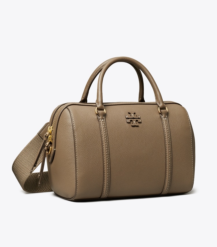 Tory Burch designer satchels Pebbled Leather Satchel in Wild Mushroom angle