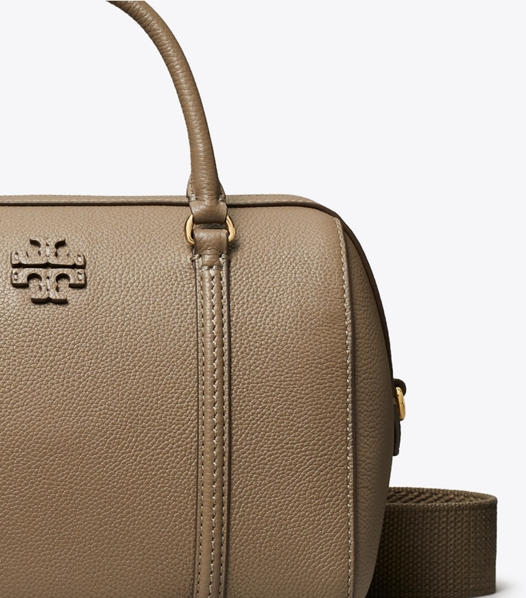 Tory Burch designer satchels Pebbled Leather Satchel in Wild Mushroom detail