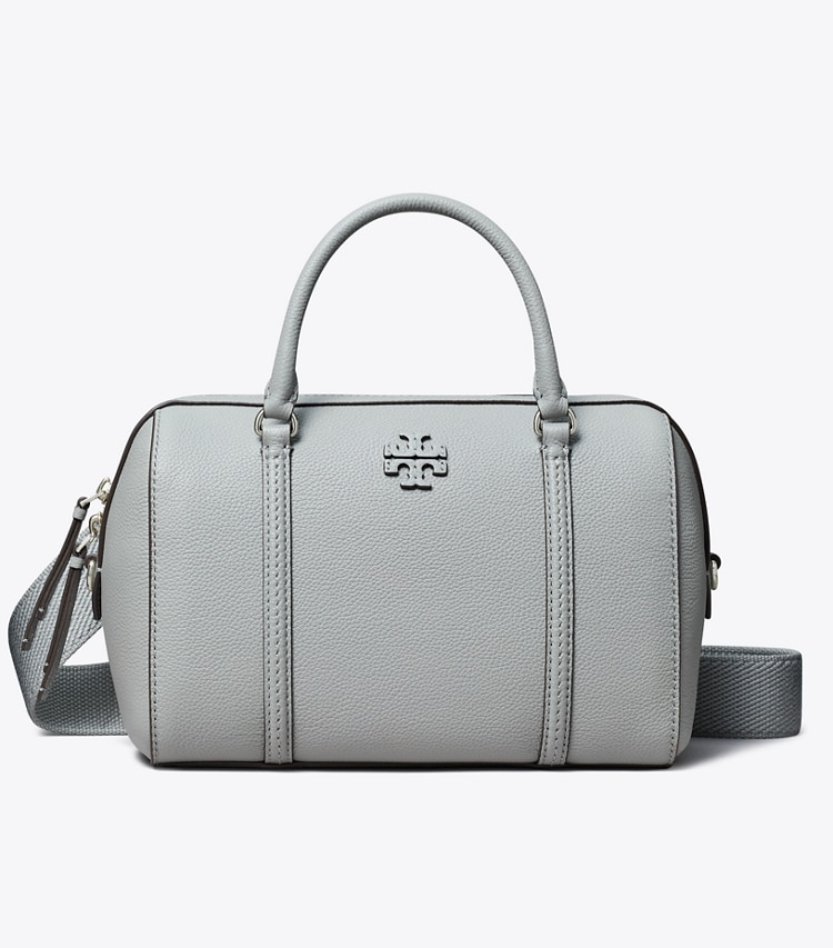 Tory Burch designer satchels Pebbled Leather Satchel in Misty Cloud front