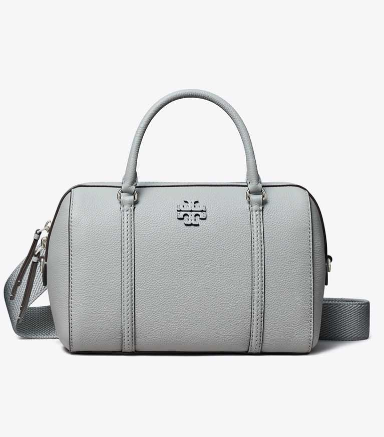 Tory Burch designer satchels Pebbled Leather Satchel in Misty Cloud front